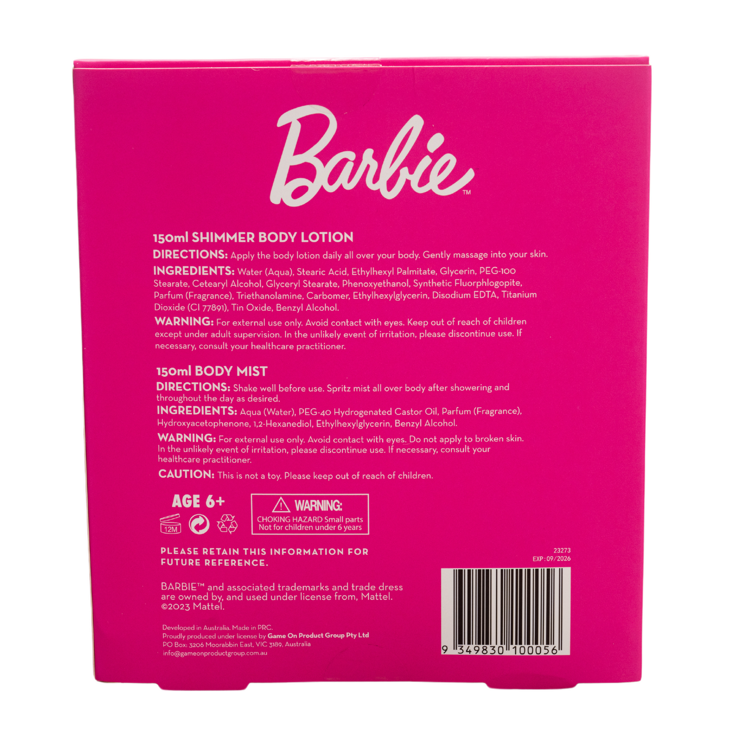 Barbie Body Care Gift Set 芭比身體護膚套裝