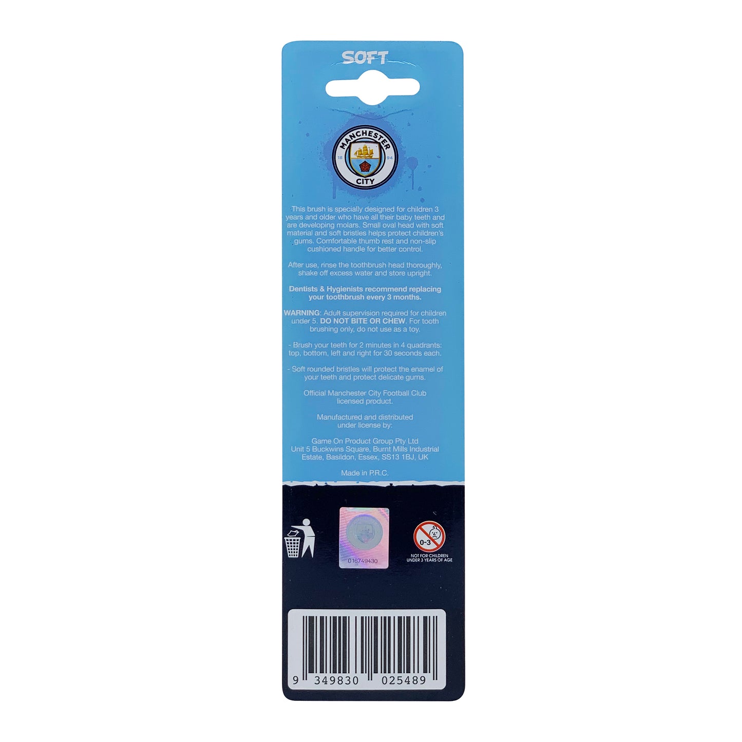 MANCHESTER CITY Kids Toothbrush Pack 曼城兒童牙刷 2 支裝